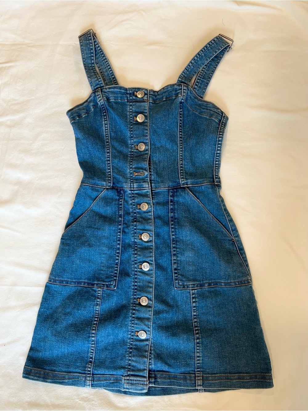 Divided Blue Denim Button-Front Mini Dress